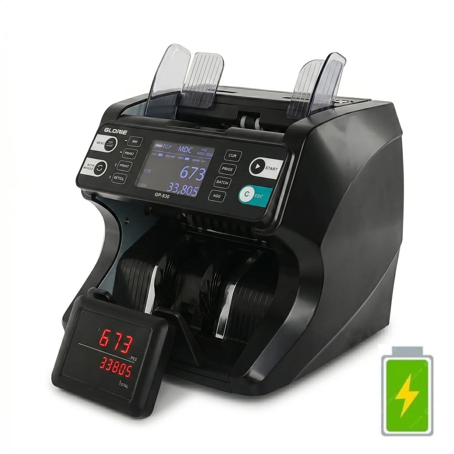 ماكينة عد النقود GLORIE GP-930P | تعمل بالشحن وقراءة السيريال نمبر